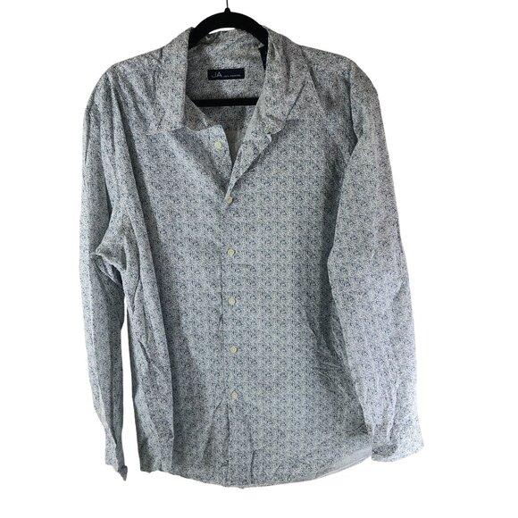 John Ashford Other - John Ashford Mens Button Down Shirt Floral Print Cotton Blend Blue White XL